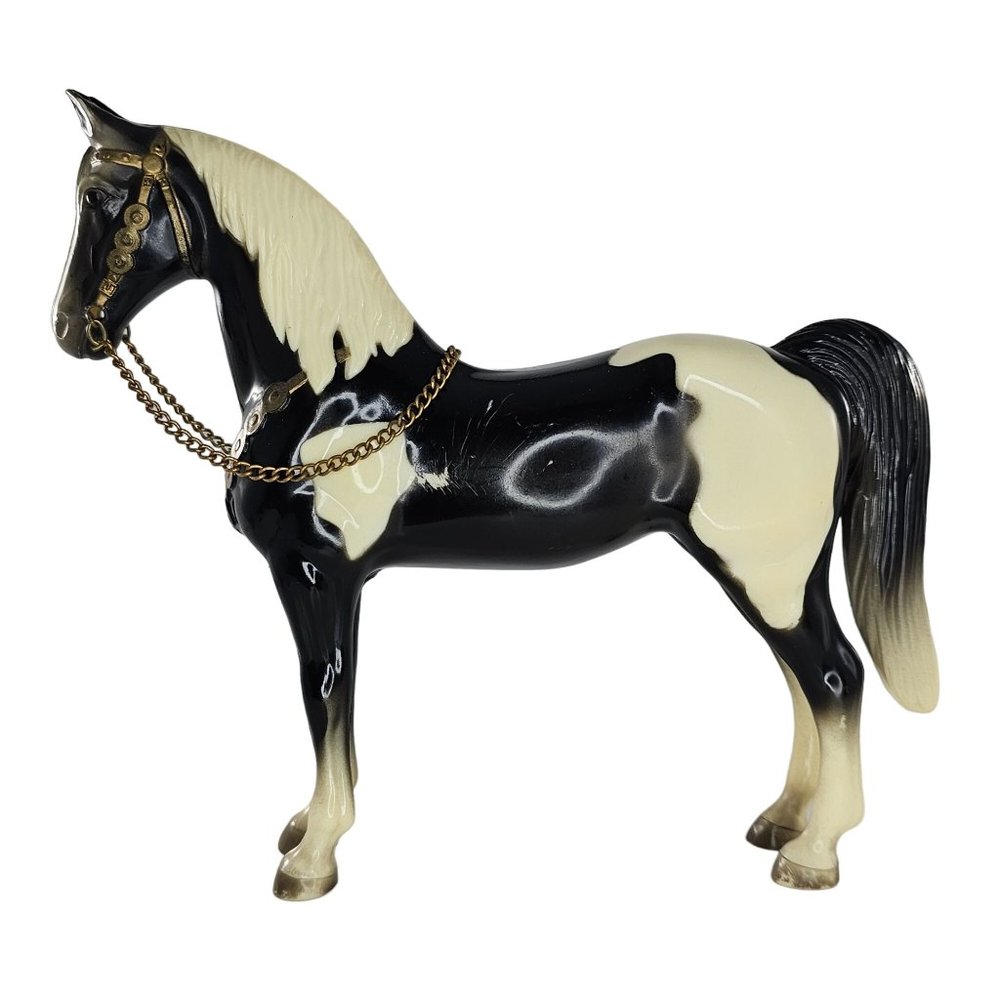 Breyer Horse Western Pony #41 Black Pinto with Reins